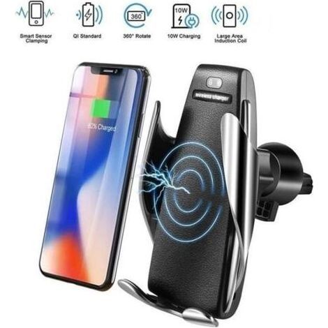 Support téléphone voitureChargeur sans filSerrage automatiqueRotation 360°Noir95g (1/3)