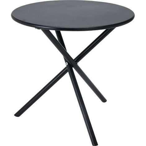 Beliani Tavolo da giardino pieghevole nero in acciaio 48 cm