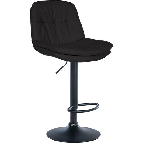 Sgabello alto x1 per cucina e bar con seduta in morbido tessuto nero e struttura in metallo nero 100005983