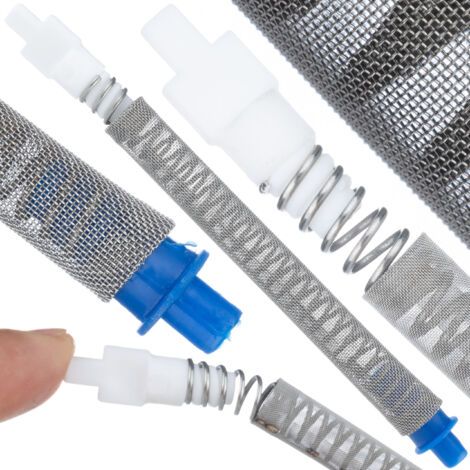 Rosfix Filtre Bâtonnet FTX 50 Mesh Bleu – Métal et Plastique, 110x9 mm Haute Précision compatible avec pistolet à peinture Graco Contractor, FTX, XTR (1/5)