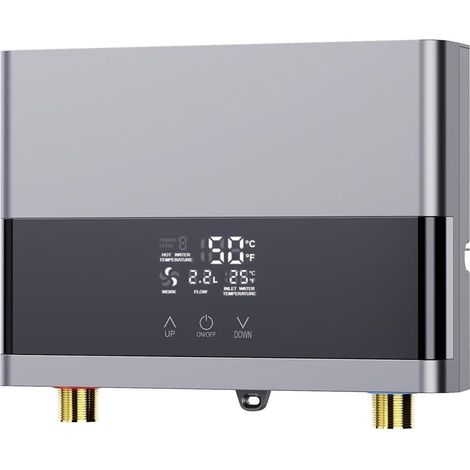 Chauffe-eau instantané électronique pour la cuisine, 220 V 6000 W, mini chauffe-eau sans réservoir avec affichage LED de la température, chauffe-eau électrique instantané (Argent)