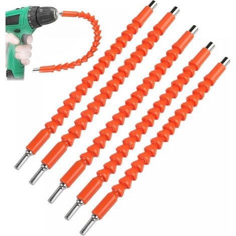 Varilla de conexión para taladro eléctrico de 5 piezas - Varilla flexible universal - Varilla de extensión para taladro de eje flexible - 295 mm - Naranja (1/5)