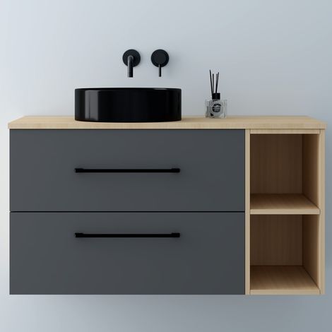 Waschtisch Badmöbel Unterschrank Hängend Schrank, mit 35.2cm Waschbecken und 100cm Unterschrank