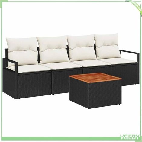3347635 Ensemble de canapé de jardin avec coussin 5 pcs Noir polyrotin (1/5)