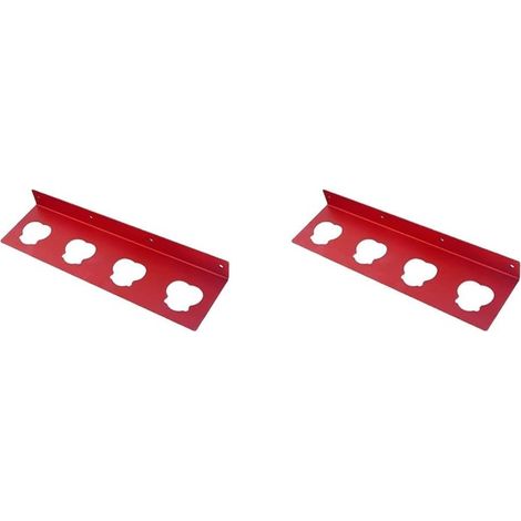 Lot de 2 supports muraux en métal avec 4 emplacements pour étagère de rangement 12 V pour atelier, étagère de camion, boîte à outils, installation facile, design rouge peu encombrant (1/5)
