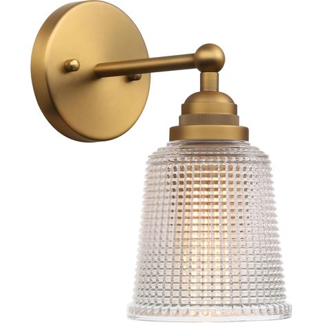 Applique murale intérieure verre ondulé – 1 lumière – Style vintage industriel – Pour salle de bain, chambre (Antique) (1/5)