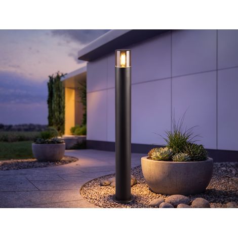 Wegeleuchte HOOSIC aus Aluminium in Schwarz & Rauchfarbig E27, Höhe 80cm