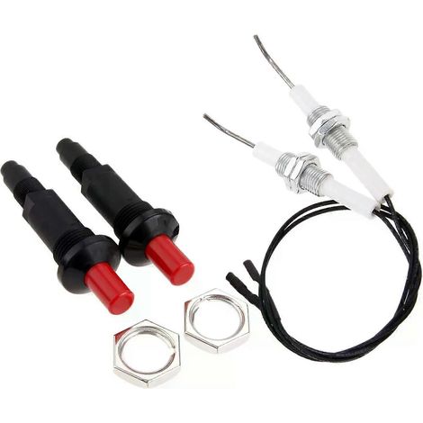 Ensemble de 2 allumeurs piézoélectriques 1182 à bouton-poussoir long pour cheminée à gaz, four, barbecue de cuisine - JXLGV (1/5)