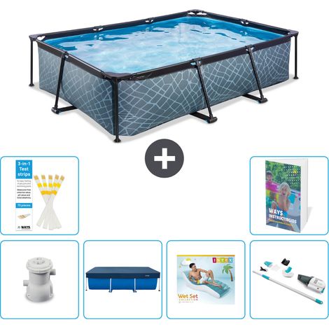 Exit Pool Rechteckig - Steinoptik - 300x200x65 cm - 7-teilig S236