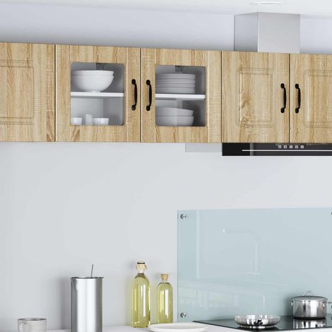 Meuble mural de cuisine avec porte, bois d’ingénierie, chêne Sonoma, 40 x 31 x 40 cm - PANGIVO (1/5)