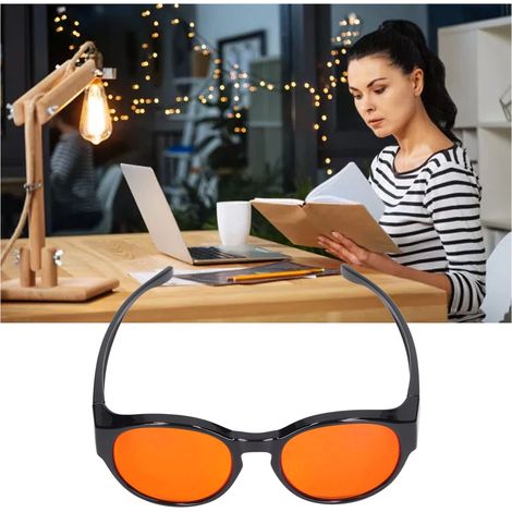 Les lunettes de protection contre la lumière bleue (400-500 nm) bloquent la lumière bleue et les rayonnements peuvent être portées par-dessus des lunettes de vue à verres ronds. (1/5)