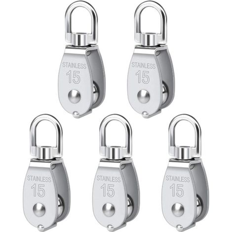 Schwenkbare Einzelrolle, 5 Stück, M15, robuste Einzelrolle aus Edelstahl, glatte Blockladerolle, 35 kg, NPTERBL
