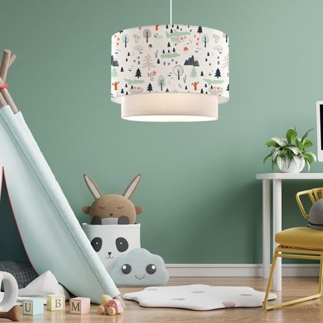 Kinder-Hängeleuchte Lurgan mit Baum-Motiv Weiß [lux.pro]