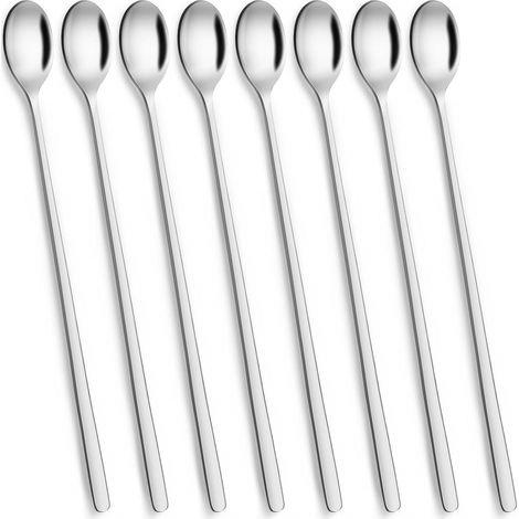 Latte Macchiato Löffel Set, 8 Stück 24 cm Langer Stiel Rührlöffel Edelstahl, Dessertlöffel, Lange Löffel für Eiskaffee Eistee Milchshake Eisbecher, Spülmaschinengeeignet (1/5)