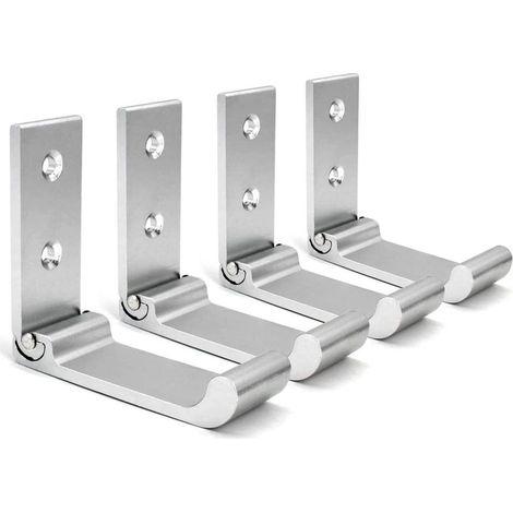 (Silberne) Klappbare Wandhaken, 4er-Set Wandhelmhalterung, unsichtbare Kleiderhaken, Aluminium-Wandhaken, inklusive Schrauben, Garderobenständer (1/5)