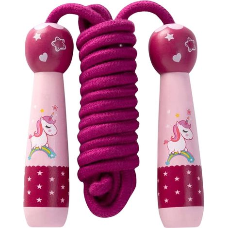 skipping rope for kids with cartoon wooden handle, adjustable skipping rope for kids, sport skipping rope for kids, unicorn speed skipping rope (1/5)