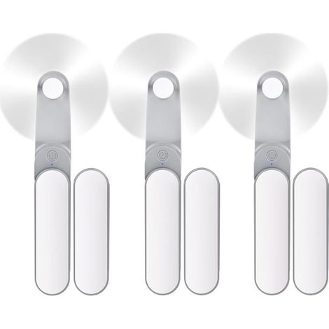 Mini ventilateur portatif 3 pièces, ventilateur pliable pour cils, petit ventilateur de poche pour voyage en extérieur, blanc (1/5)