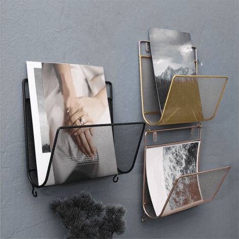 Support Livres - Support Journaux Murale en Fer - Étagère Flottante pour Bureau et Intérieur - Blanc - 27 x 29 cm (1/5)