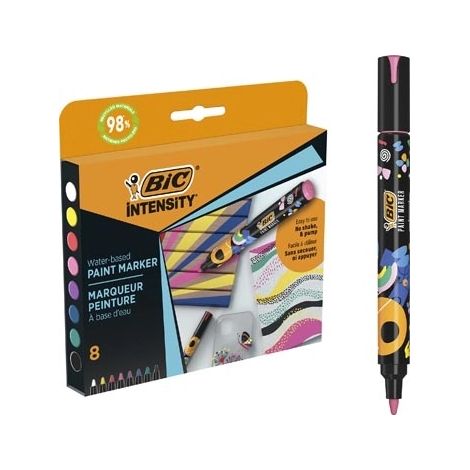 Bic Intensity Pack de 8 Marcadores de Pintura
Características:
-Punta Media para Múltiples Superficies
-No Tóxicos
-Tinta a base de agua
-Sin agitar n