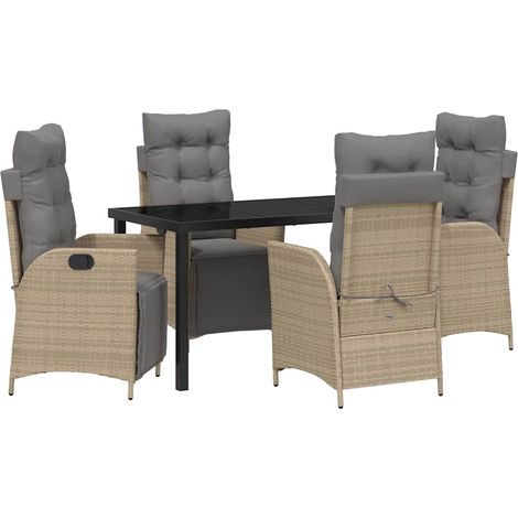 Maison Exclusive - Conjunto de Comedor de Jardín 5 uds. Beige rat (1/5)