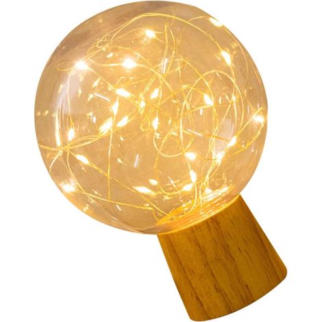 Veilleuse LED Boule Créative en Bois et Plastique pour Chambre (1/5)