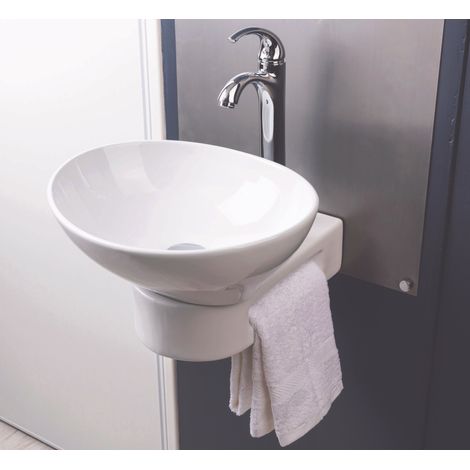 ONDEE - Lavamanos redondo TWINSET - Blanco - 42x41cm - Cerámica - Sin rebosadero (1/5)
