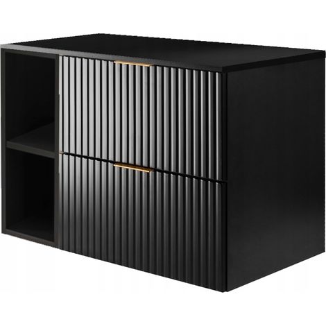 Meuble de salle de bain Flow - 80 cm - Noir - Élégant et Pratique - Soft Close
