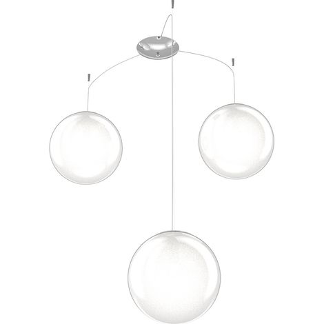 Sospensione Contemp Glitter Metallo Cromo Vetro Soffiato Trasp 3 Luci E27 25Cm (1/3)