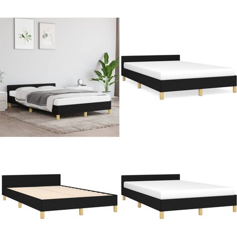 Bettgestell ohne Matratze Schwarz 120x190 cm Stoff - Bettesrahmen - Doppelbett - Lattenrost - Massivholzbette - Schlafzimmermöbel - Home & Living (1/5)