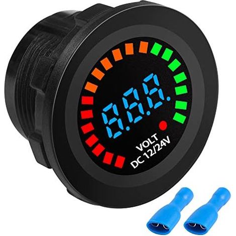 DC 12V 24V Autobatterie-Voltmeter mit LED-Digitalanzeige und Farbbildschirm, wasserdicht, LKW, Schiff, Bordalternative - (1/5)
