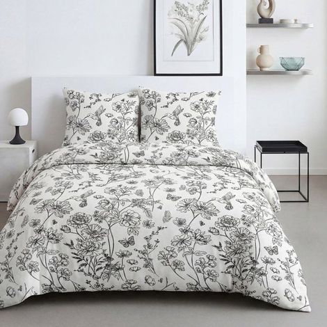 Set di Biancheria - 240 x 220 cm - Cotone Stampato Floreale Bianco - TODAY SUNSHINE (1/4)