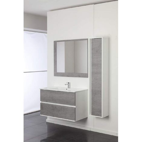 Mobile da bagno sospeso 90cm cemento con 2 cassetti Fabula Feridras (1/5)