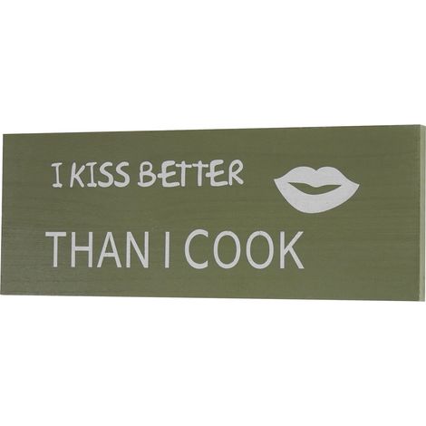 Panneau déco cadre mural en bois 40x15 cm motif kiss DEC04063 (1/3)