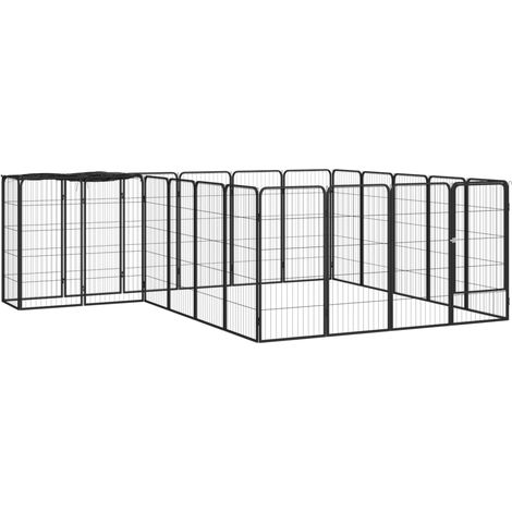 22-tlg. Hundelaufstall Schwarz 50x100cm Stahl Pulverbeschichtet