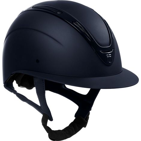 58-60 cm, blu / blu lucido: Casco da donna modello Apocalypse con calotta opaca e cinturino sottogola in ecopelle