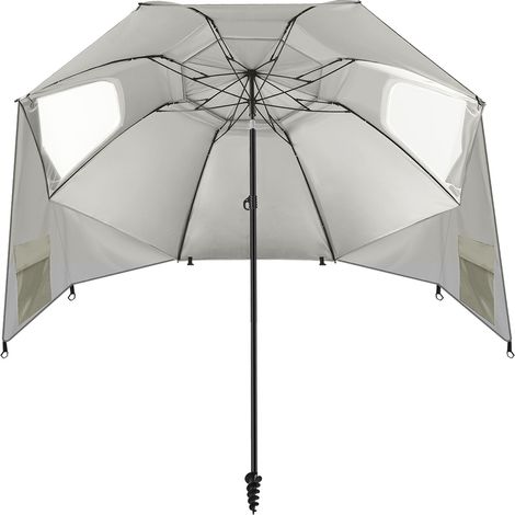 Jiubiaz Ombrellone da spiaggia orientabile UV50+ 210 x 230 cm, ancoraggio a spirale antivento, borsa da trasporto inclusa Beige