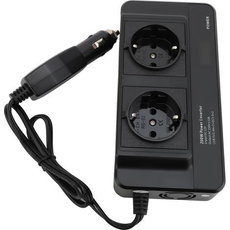 Onduleur de puissance de voiture 200W, convertisseur avec 4 Ports USB, Double sortie, entrée DC12V, prise ue 220V (1/5)