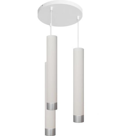 Helam TUBA Plafonnier Suspendu Cluster Blanc, Chrome 30cm