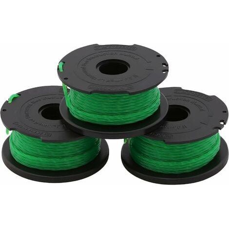Black+Decker 3-Pack Replacement Spools for String Trimmers, Reflex Plus Automatic Feed Spool, 3 x 6m of Strong Green Nylon Line, 2mm Diameter Line, A6486-Xj (1/4)