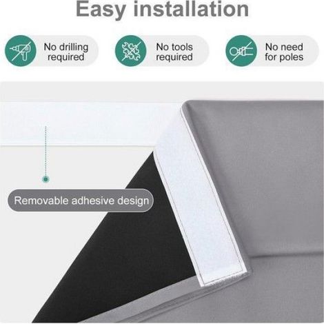1 Rideau occultant, Tissu polyester thermo-isolant, Bandes adhésives incluses, Pour porte française entrée (1/5)