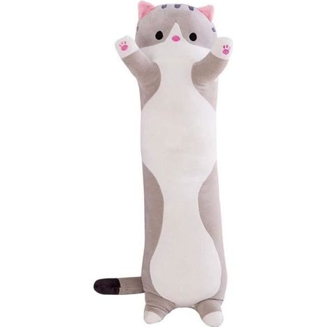 Niedliche Plüschkatze, weiches Plüschtier in Katzenform, ideales Geschenk für Kinder und Freundin (grau, 70 cm). (1/4)