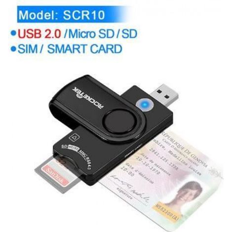 Hub USB,Rocketek-Lecteur de carte à USB 3.0 2.0,pour mémoire SD-TF micro SD,carte sim,carte - USB 2.0 card reader