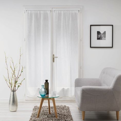 Douceur D'Intérieur – Paire de voilages droits passe-tringle 2 x 70 x 200 cm – Effet lin tissé – Lavable en machine – Pour fenêtres de cuisine (1/2)