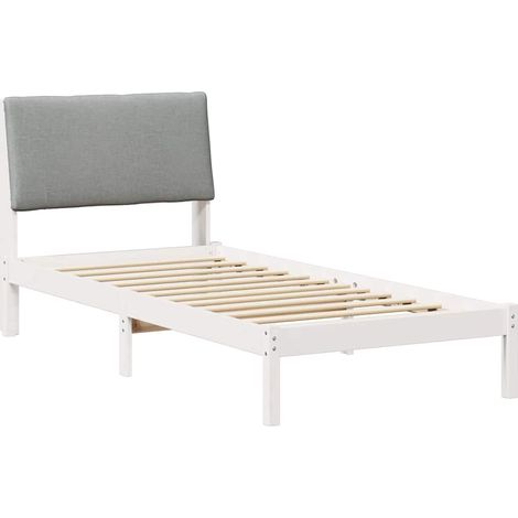 Maison Exclusive - Bettgestell Weiß und Hellgrau 100 x 200 cm Mas (1/5)
