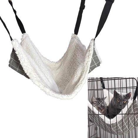 Hamac Suspendre Chat Et Animal Domestique - avec Mousquetons Métalliques Suspendre Hamacs Sangle Double Face Confortable Et Réglable pour Chats Petits Chiens Lapins Ou Autres Animaux (L) (1/5)