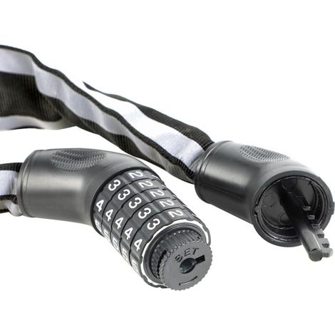 Candado para bicicleta CSPARCV - Candado de combinación para bicicleta - Candado de cadena para bicicleta - Candado de alta seguridad para bicicleta - Con tiras reflectantes (Negro) (1/3)