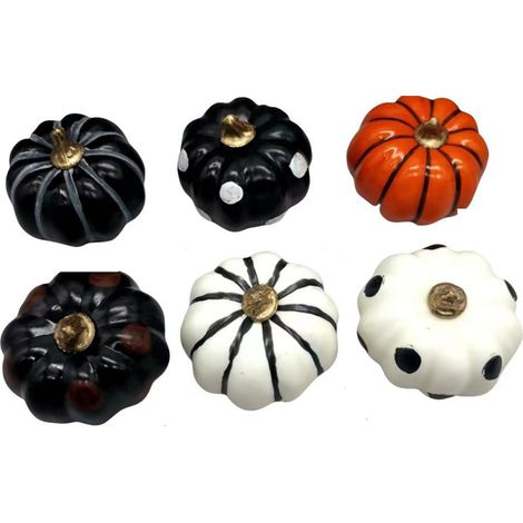 Ensemble de 6 Citrouilles en ABS Réalistes Décoration Fête Halloween (1/5)