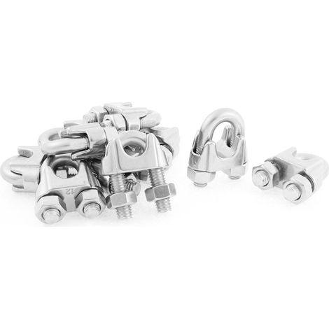 10stk Planen & Spanngurte M12 Edelstahl Drahtseil Kabel Clips Befestigung Silber Seile Ton (1/2)