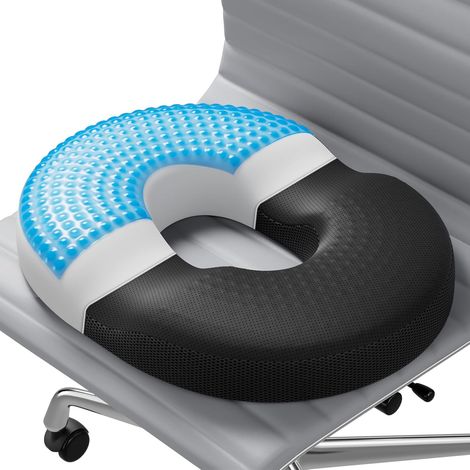 Cousin de siège en beignet - Cousin de soutien in mousse and mémoire de forme et gel rafraîchissant pour chaise de Bureau et de maison - Cousin de chaise de Bureau recommandé par les médecins, coussin (1/5)
