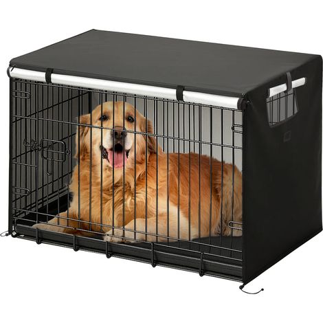 Dog Crate Cover 49 Inch Dog Cage Crate Cover Pet Windproof Cage Cover with Roll Up Door and Breathable Mesh Windows for Indoor and Outdoor Use Black (1/5)